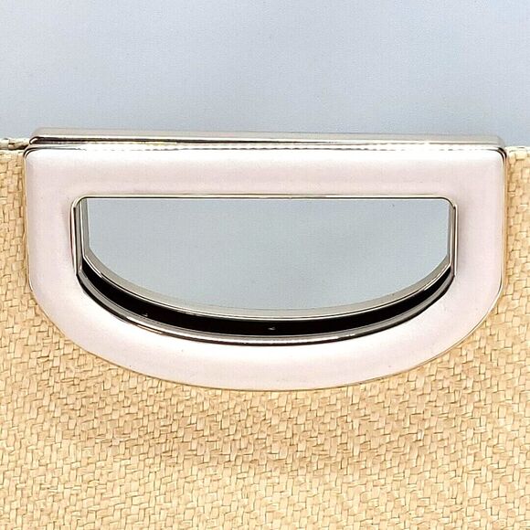 kate spade Alexia Straw Crossbody Clutch White Handbag 12"x8" Retired Cottage - Picture 4 of 16